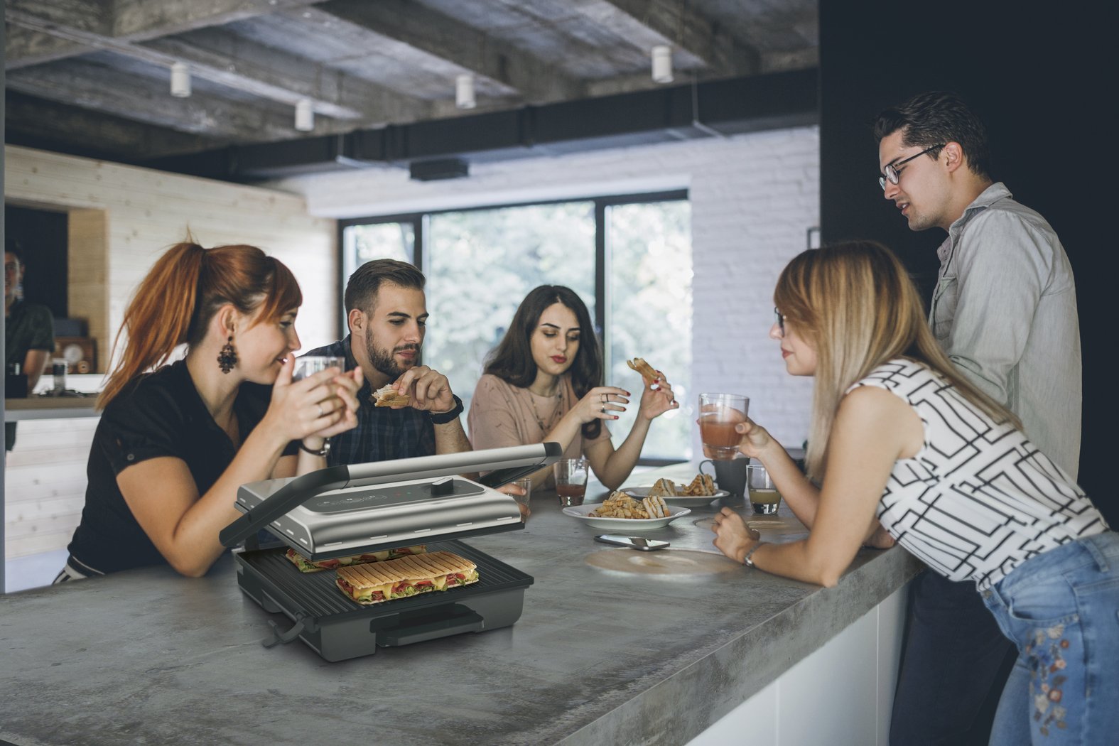 Tefal Inicio Gc242d Parrilla Eléctrica De Contacto, Barbacoa De Contacto Acero Fino/Negro, Negro, Acero Inoxidable, Rectangular, Giratorio, 288 X 258 Mm, Tapa Con Bisagra, Listo