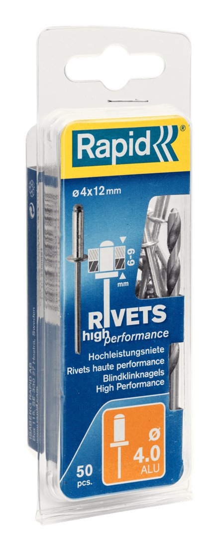Blister 50 Remaches Ø4x12mm. Alu+Broca 5000384 Rapid