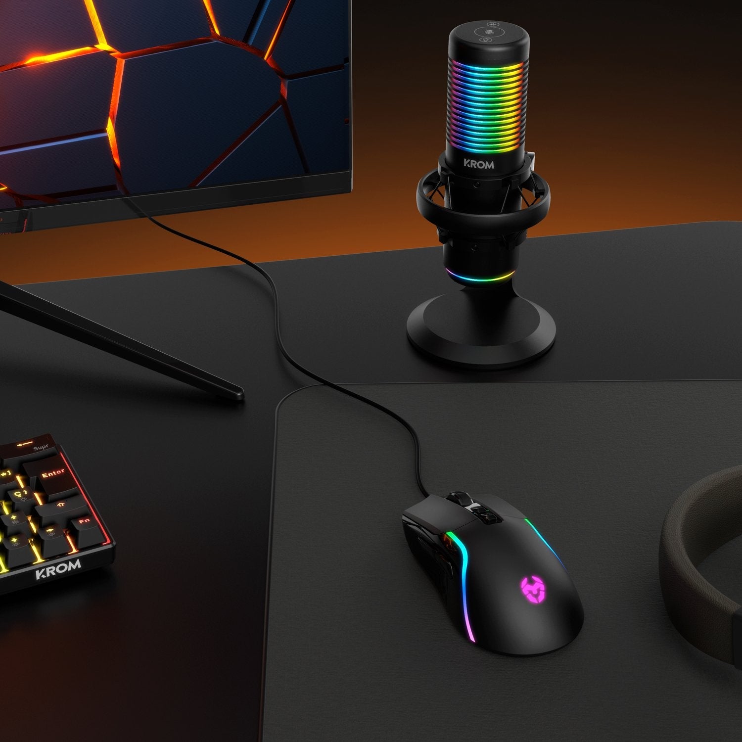 Krom Microfono Kaze Streaming Rgb