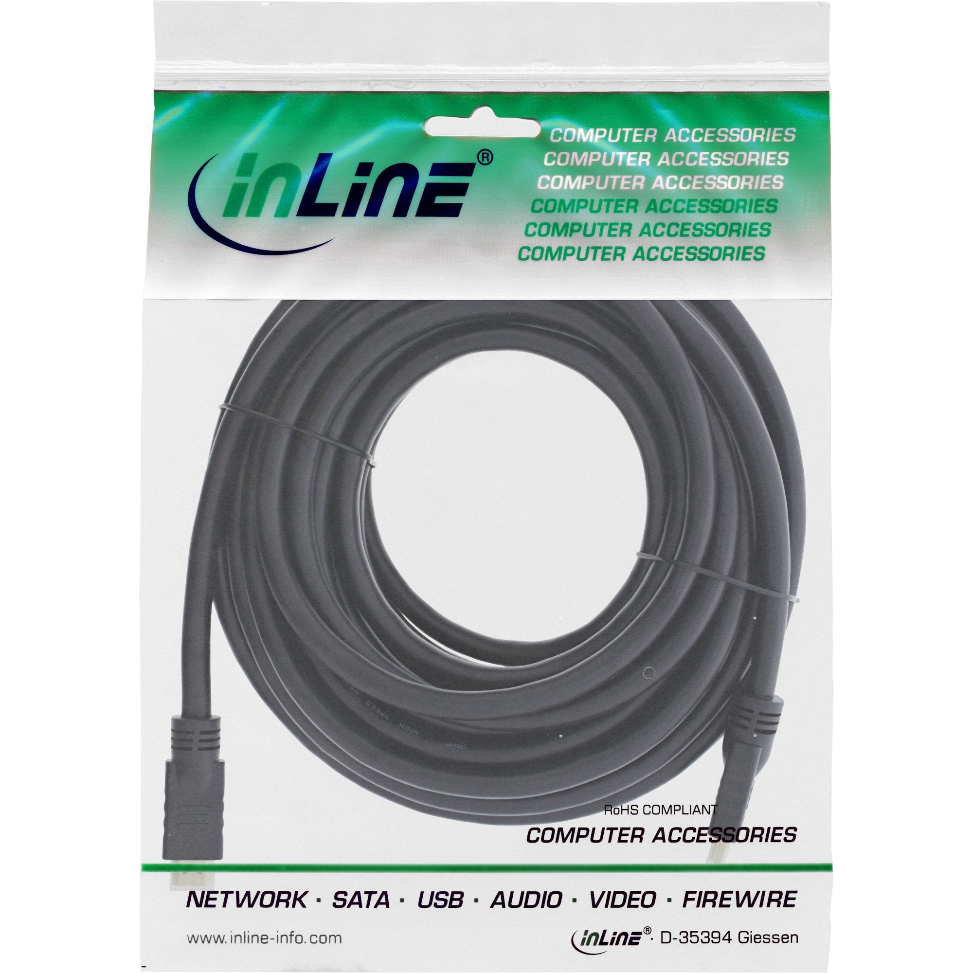 Cable Hdmi De Inline Hid Con Ethernet, 4k2k, M/M, Negro, Contactos Dorados, 7,5 M