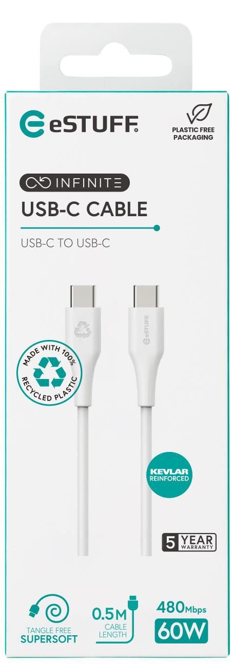 Estuff Es604070 Cable Usb 0,5 M Usb 2.0 Usb C Blanco