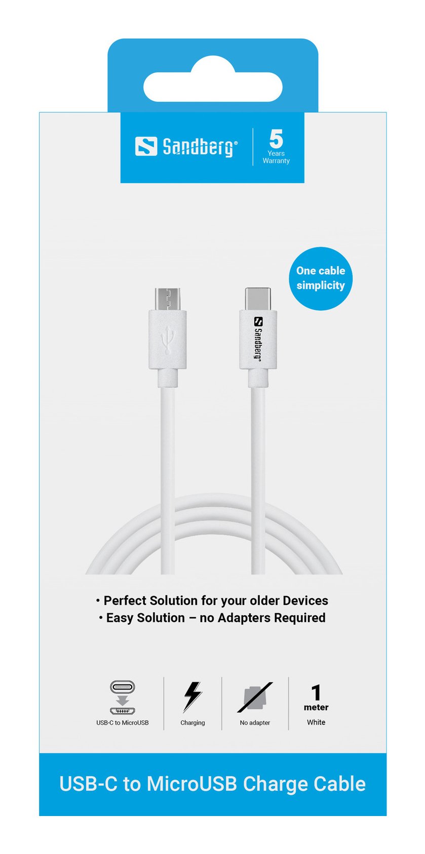 EAN 5705730136740 - Sandberg 136-74 cable USB 1 m USB C Micro-USB B Blanco imagen 2