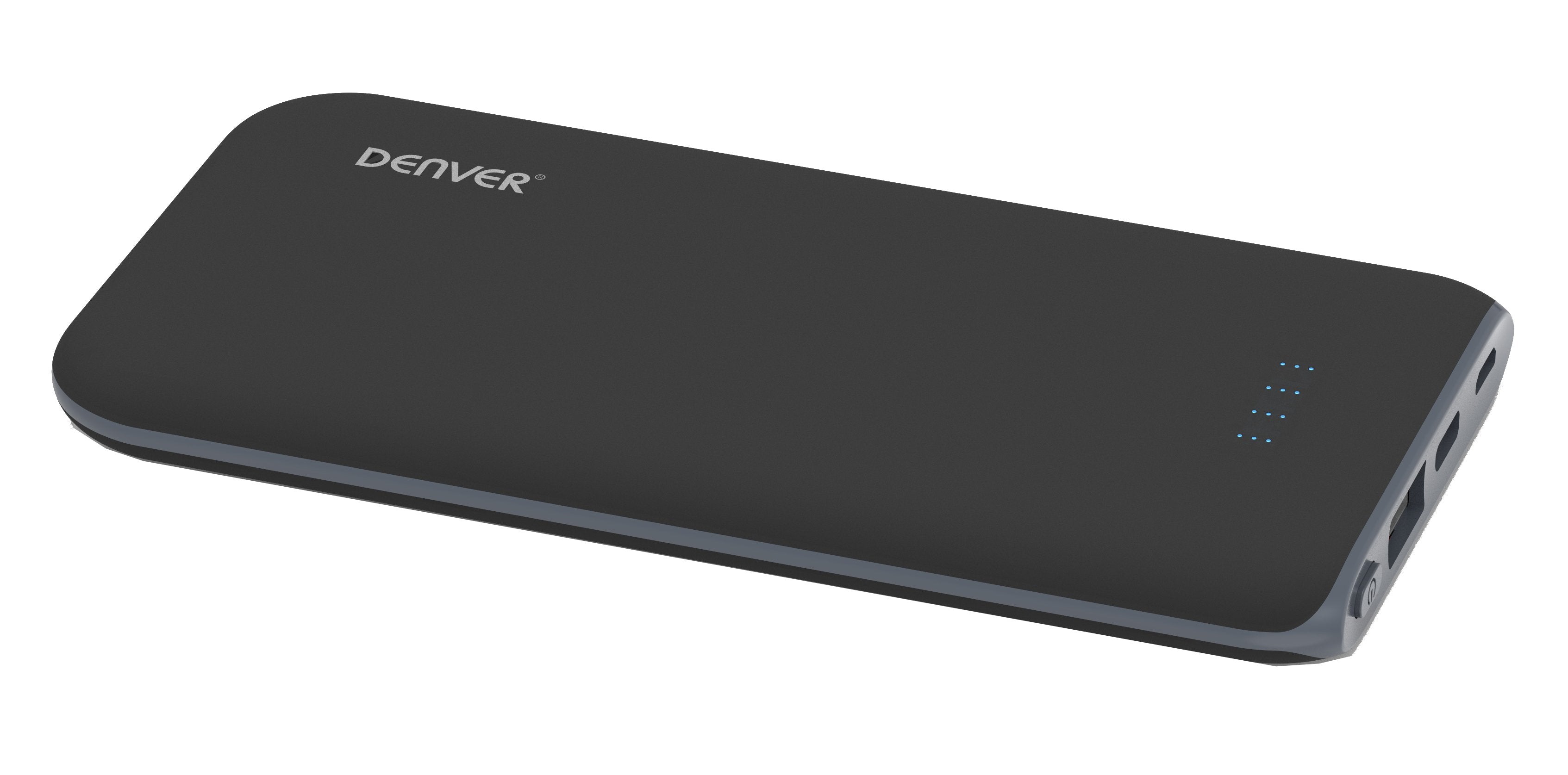 Batería Externa Con Carga Qi Denver Pbq-10001 10000mah Usb Usb Tipo-C Microusb Ventosa Para Sujeción Del Teléfono