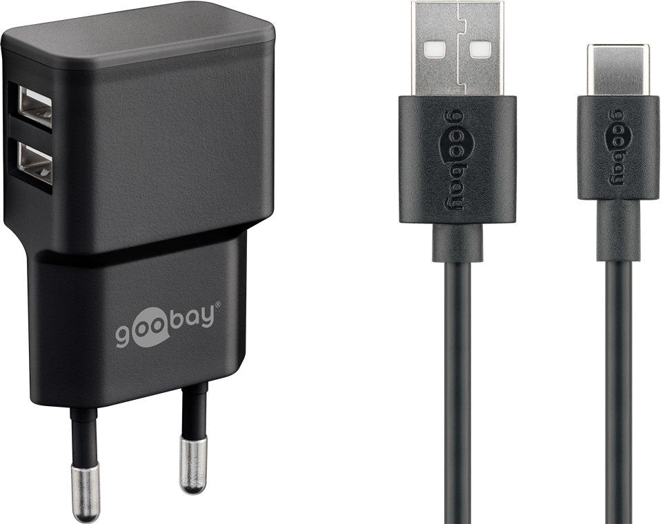 Goobay 44986 Cargador De Dispositivo Móvil Negro Interior Negro, Interior, Corriente Alterna, 5 V, 1 M, Negro