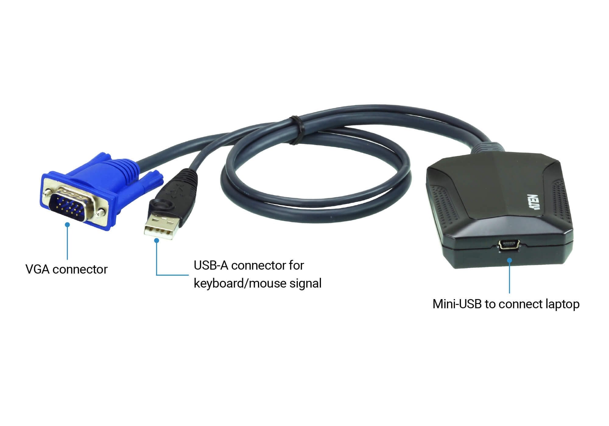 EAN 672792403736 - ATEN CV211 cable para video, teclado y ratón (kvm) Negro, Azul imagen 5
