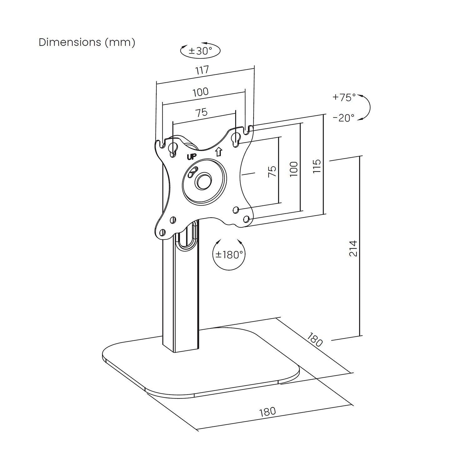 Aisens Soporte De Mesa Eco Giratorio E Inclinable Para Monitor/Pos 2.5kg De 10-24, Negro