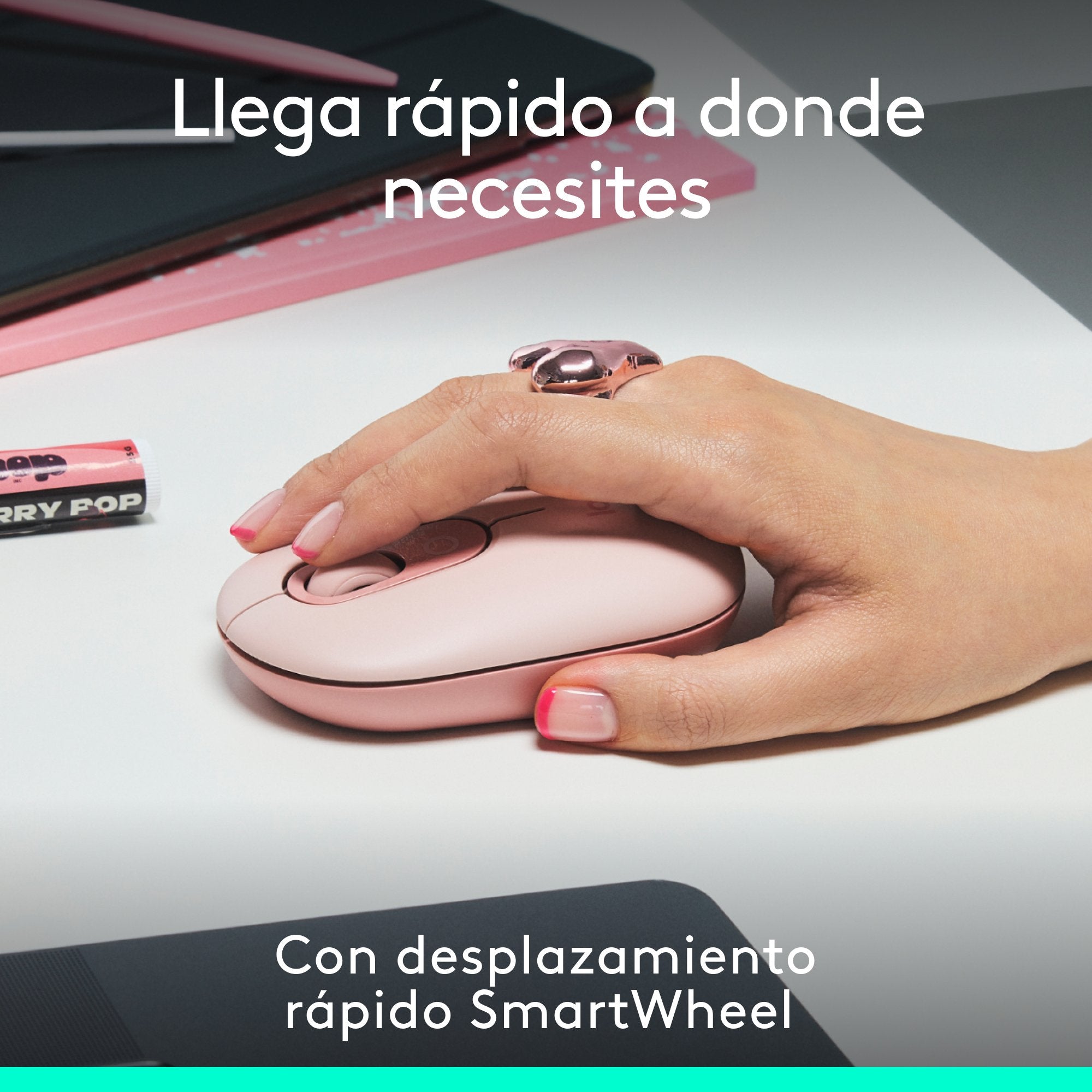 Logitech Pop Mouse, Ratón Inalámbrico Bluetooth Rosa