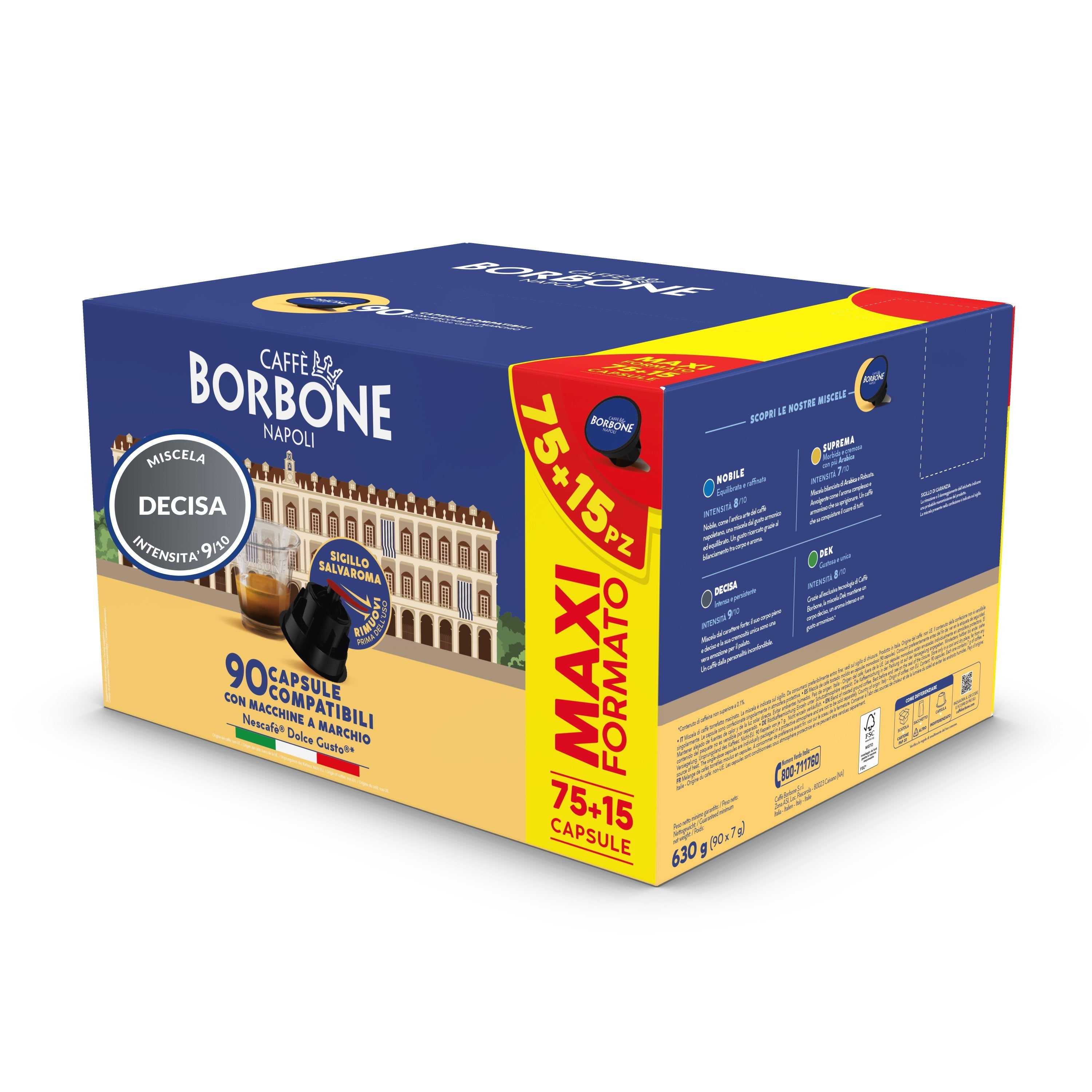 Borbone Capsule Comp.Dolce Gusto Miscela Decisa (Nera) 75+15pz