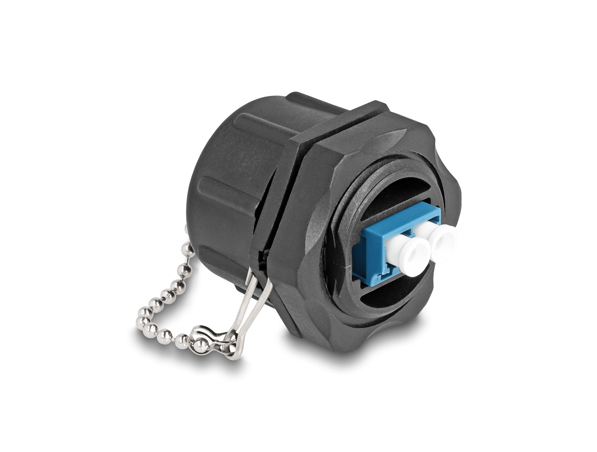 Delock 87886 Conector Empotrable De Fibra Óptica Lc Duplex A Lc Duplex Con Tapa Protectora Monomodo Ip68 Resistente Al Polvo Y Al Agua