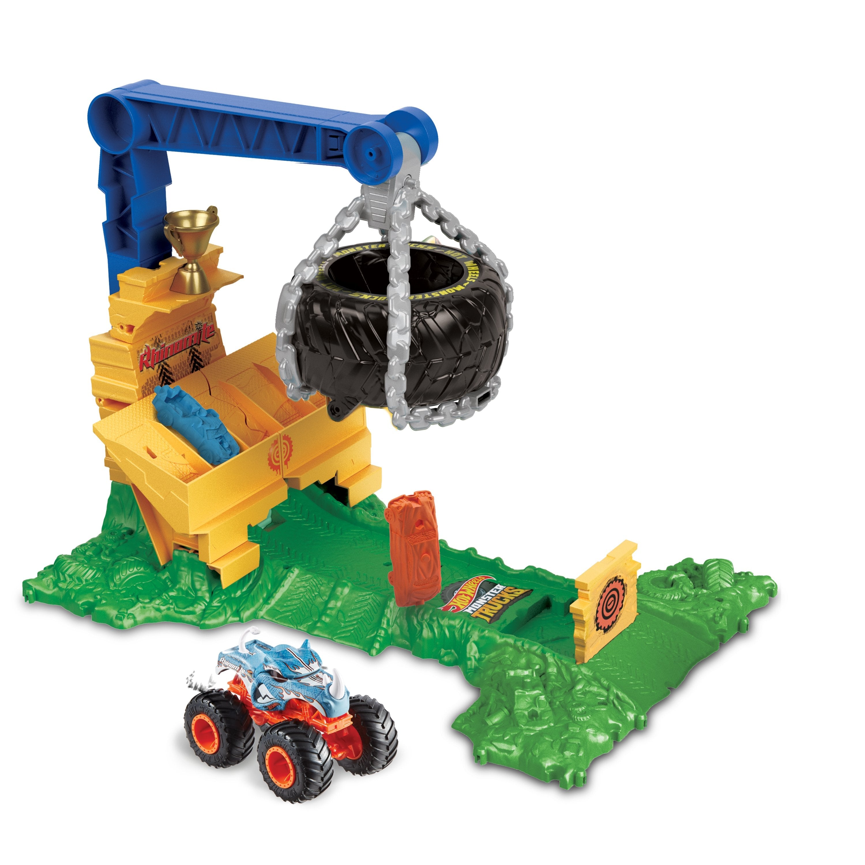 Hot Wheels Hot Wheels Monster Trucks Arena Smashers: Rhinomite Chargin, Vehículo De Juguete Htp18