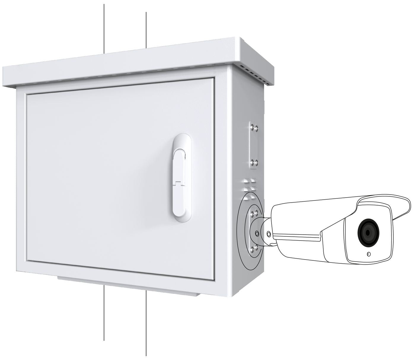 Midi Radius Pole Mounted Cctv Cabinet For 4 Cameras 600 X