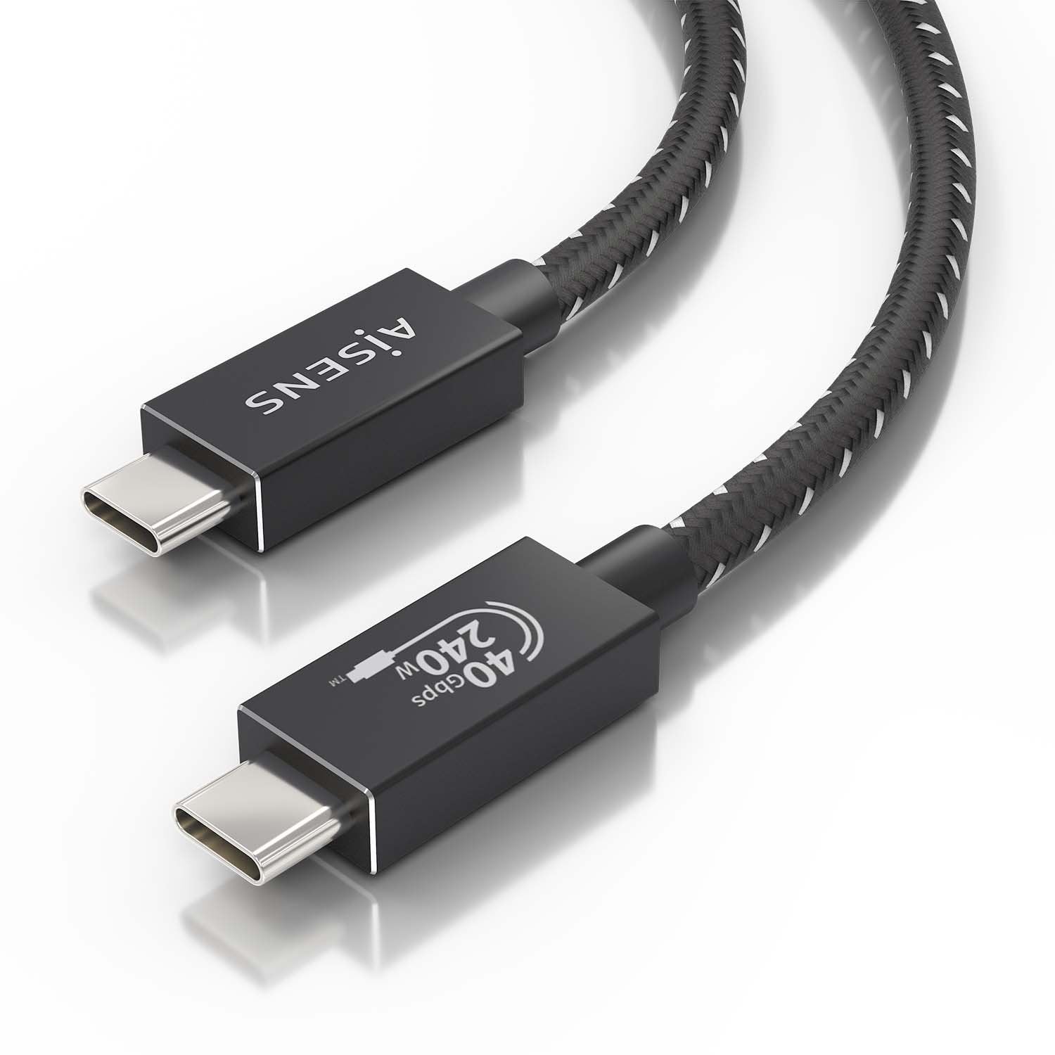 Cable Aisens Usb4 Gen3x2 Aluminio 40gbps 8k@60hz 5a 48v 240w E-Mark, Tipo Usb-C/M-Usb-C/M, Negro, 1.0m