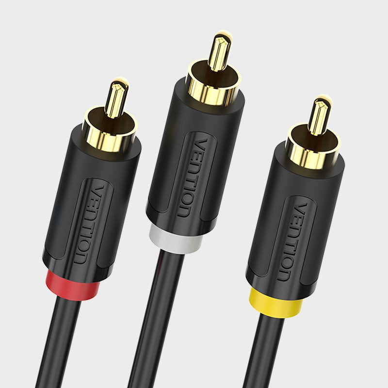 Cable Estéreo Vention Bcabh 3x Rca Macho 3x Rca Macho 2m Negro