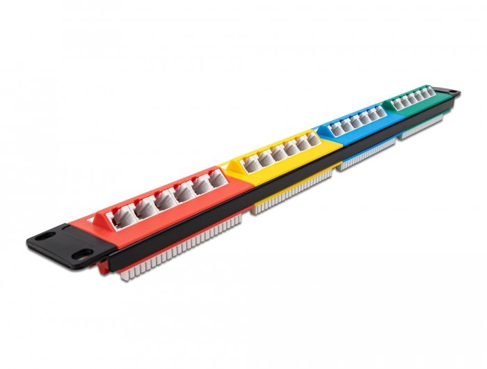 Delock 19" Patchpanel 24 Port Cat.5e 1 He Farbig