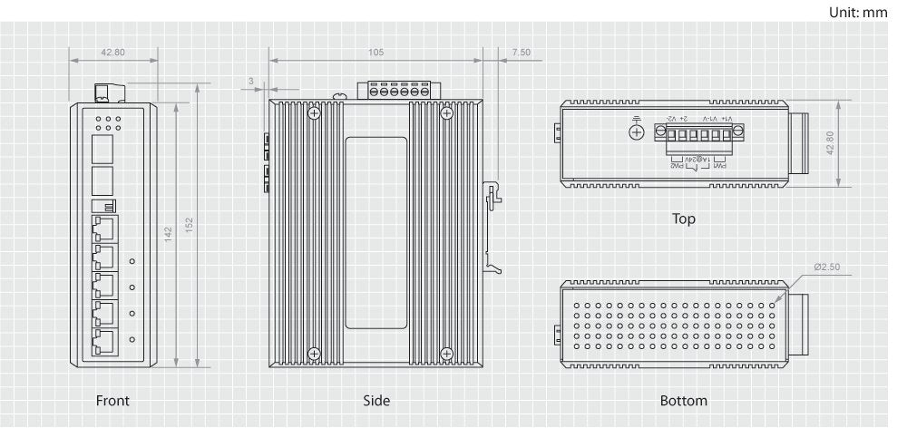 Switch Industrial Level One 4p 10/100/1000 Poe + 1 Sfp + 1 Combo