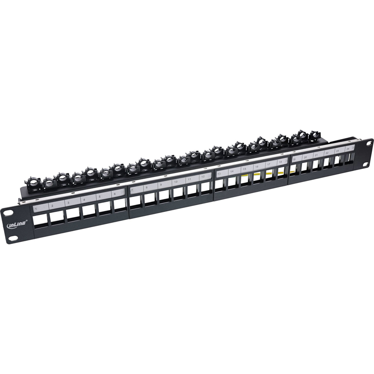 Inline® Patch Panel 24-Way, Keystone Empty Panel Patch Panel, 19", 1u, Negro Ral9005