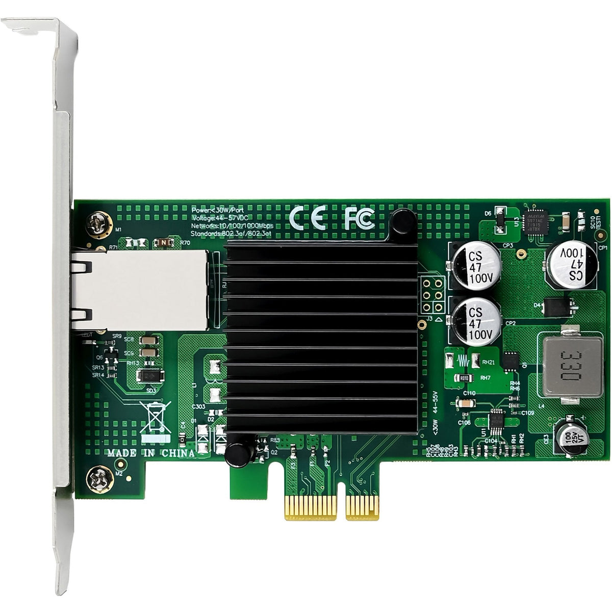 Inline Gigabit Tarjeta De Red - 1x Rj45 1 Gb/S - Pcie X1 - Poe+