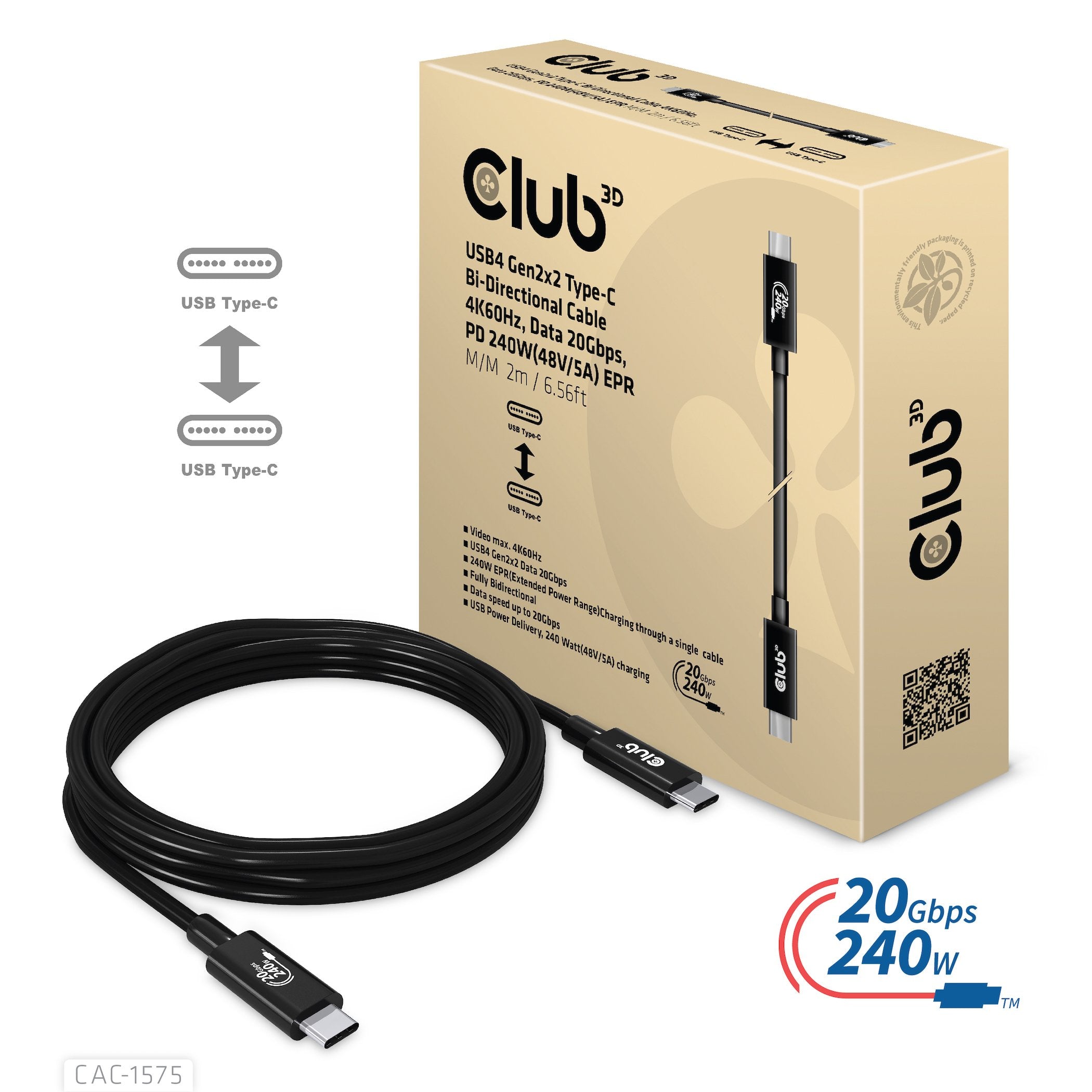 EAN 8719214472313 - CLUB3D CAC-1575 cable USB USB4 Gen 2x2 2 m USB C Negro imagen 5