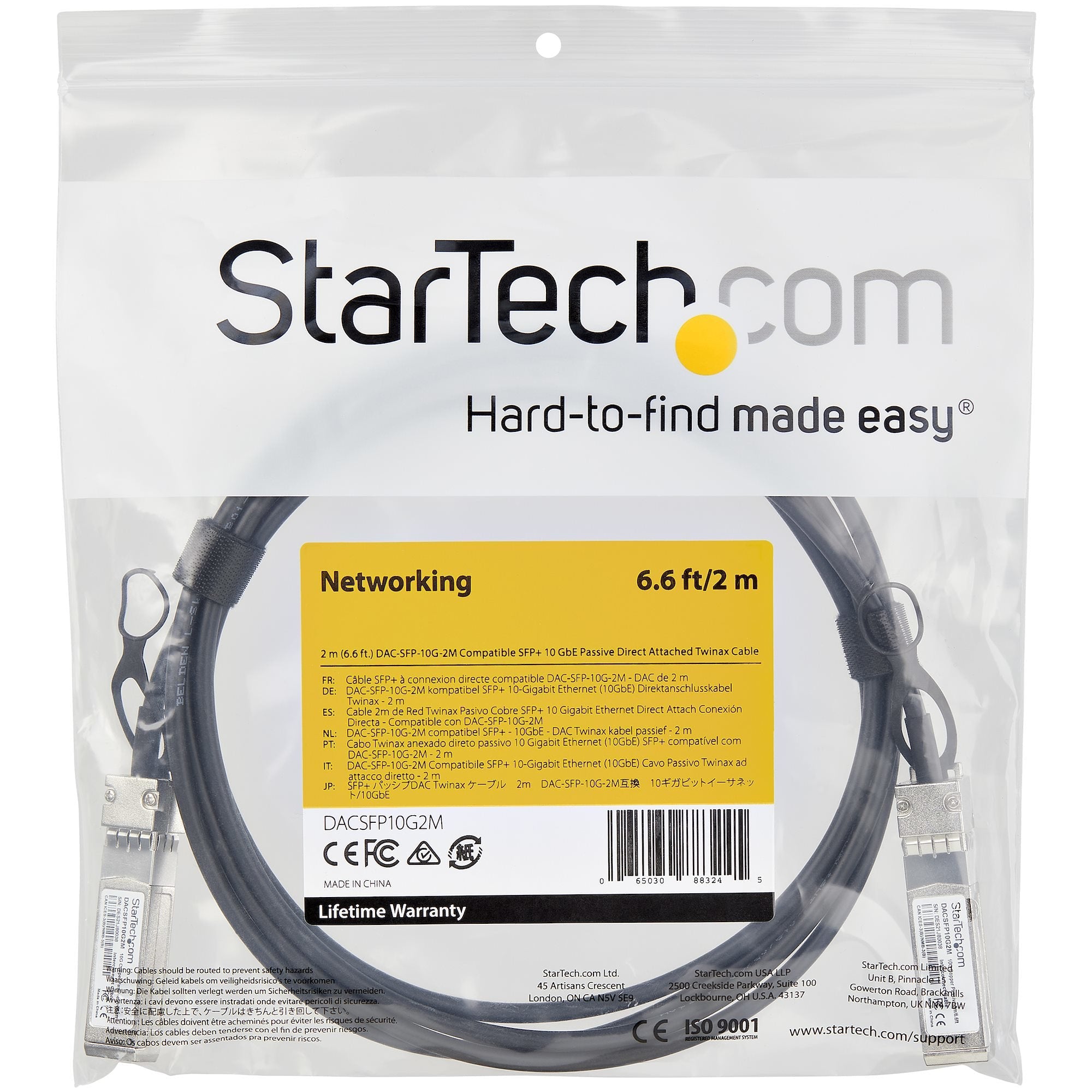 EAN 0065030883245 - StarTech.com DACSFP10G2M Cable de fibra óptica e InfiniBand SFP+ Negro imagen 4