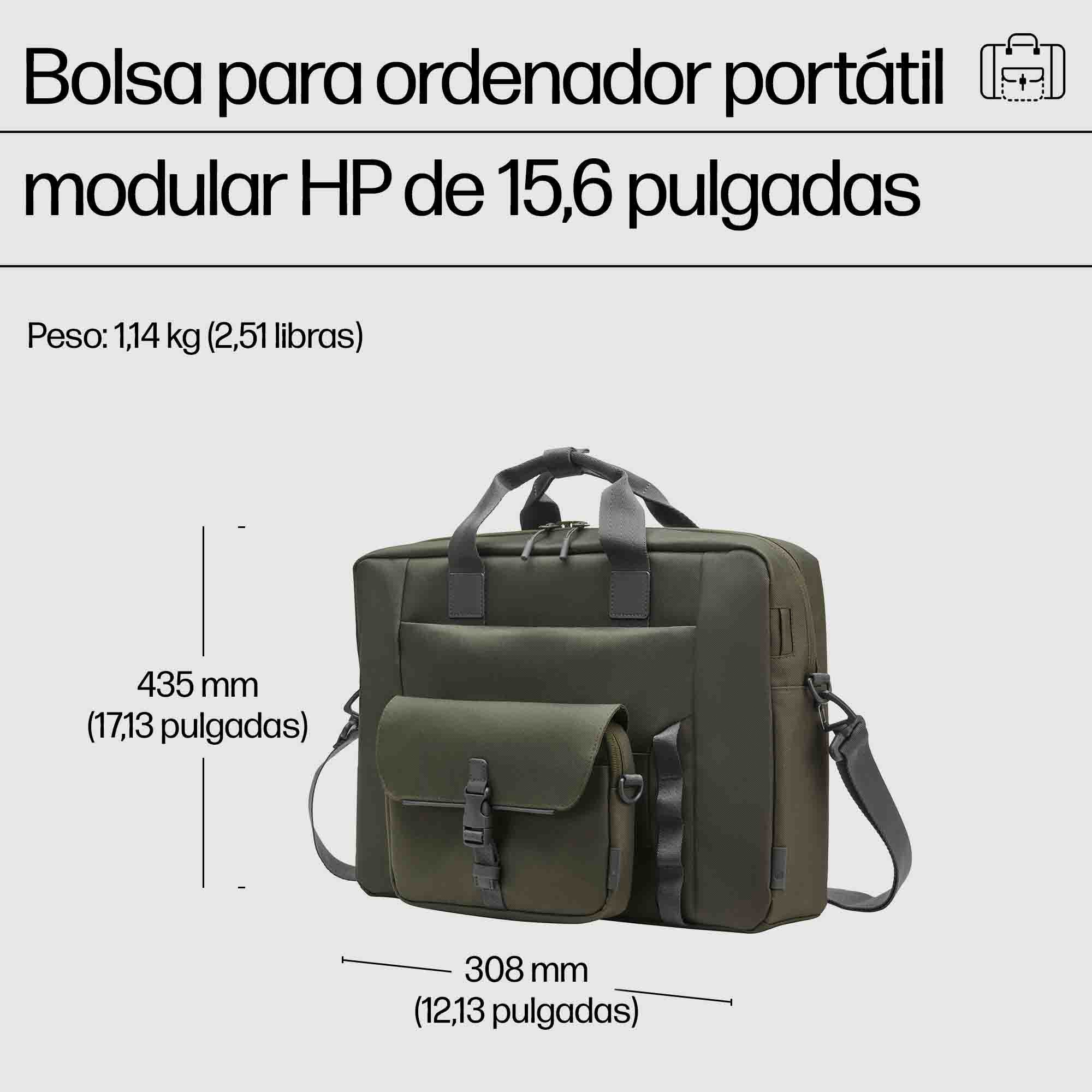EAN 0197961660296 - HP 15.6 Modular Laptop Bag 39,6 cm (15.6") Bandolera Verde, Gris imagen 4