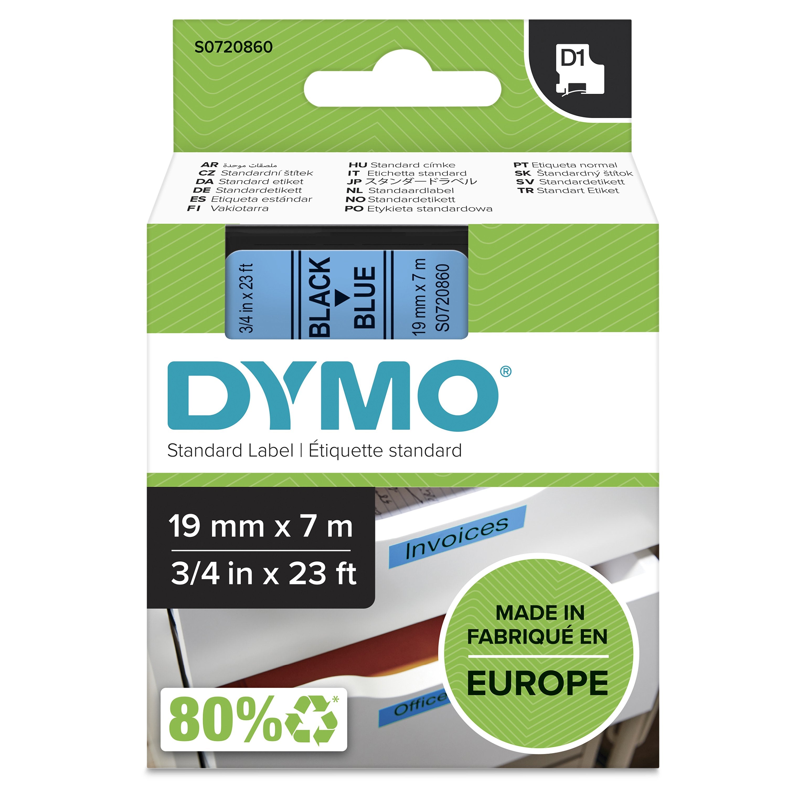 EAN 5411313452168 - DYMO D1 Standard - Black on Blue - 19mm cinta para impresora de etiquetas Negro sobre azul imagen 2