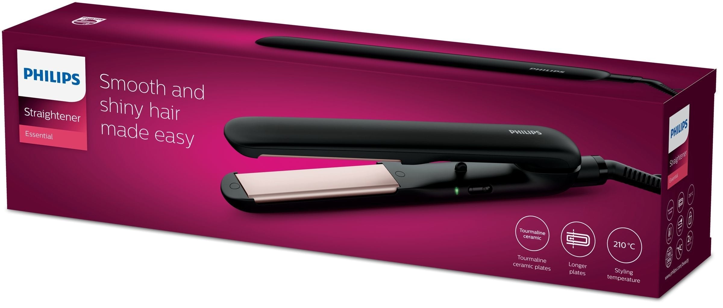EAN 8710103751762 - Philips Essential HP8321/00 Utensilio de peinado Plancha de pelo Caliente Negro 1,8 m imagen 2