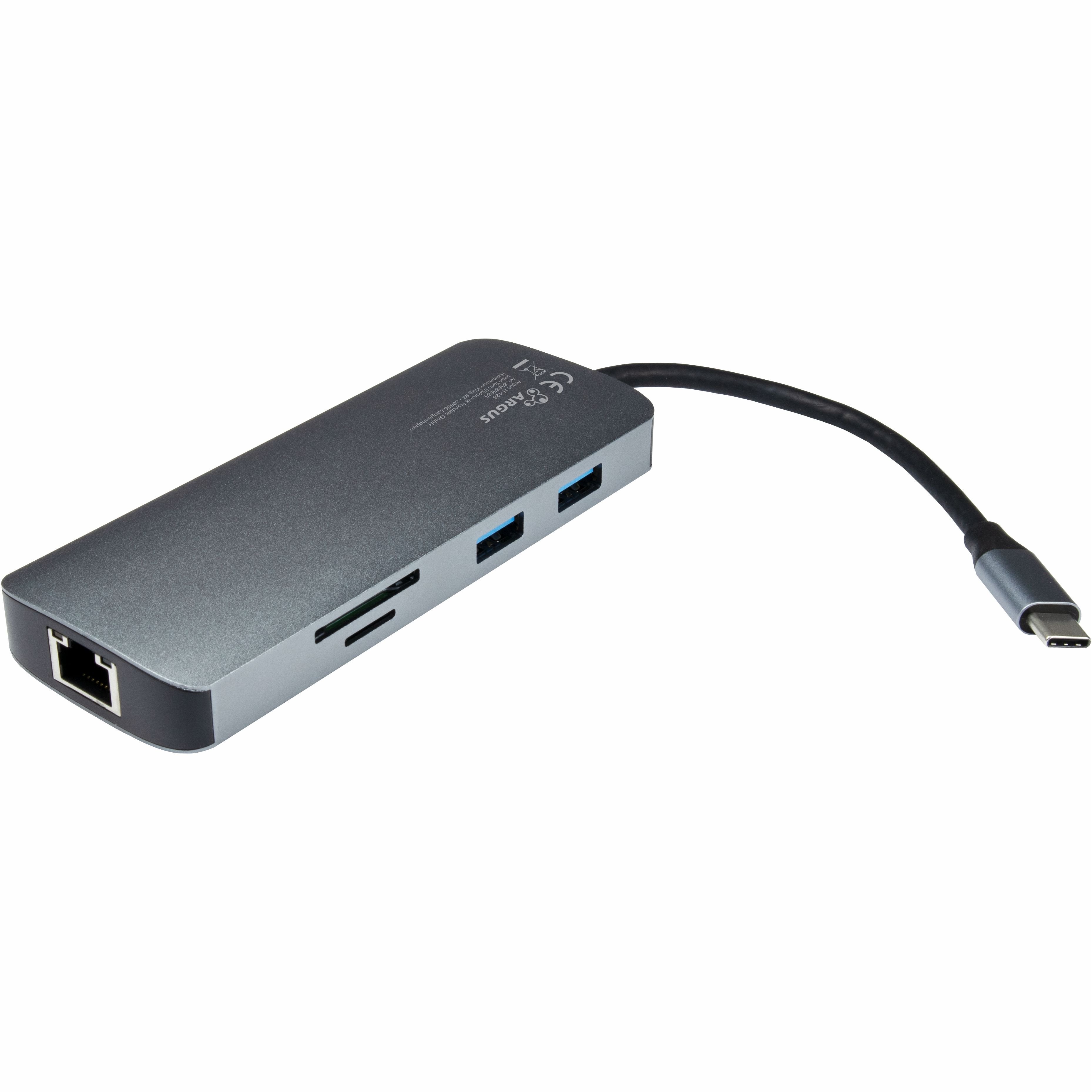 Inter-Tech Adaptador Argus H-428 7in1, Usb C, Hdmi 4k, Pd 100w