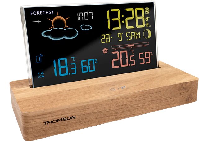 Thomson Ct610 Estacion Meteorologica Reloj Despertador - Madera/Negro
