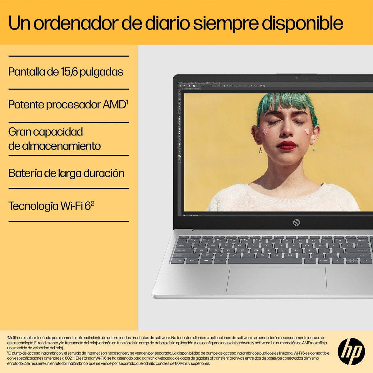 Portátil Hp 15-Fc0240ns 15.6" Amd Ryzen 7-7730u 32gb 1tb Ssd Amd Radeon Graphics Sin Sistema Operativo Plata - Teclado Qwerty Español