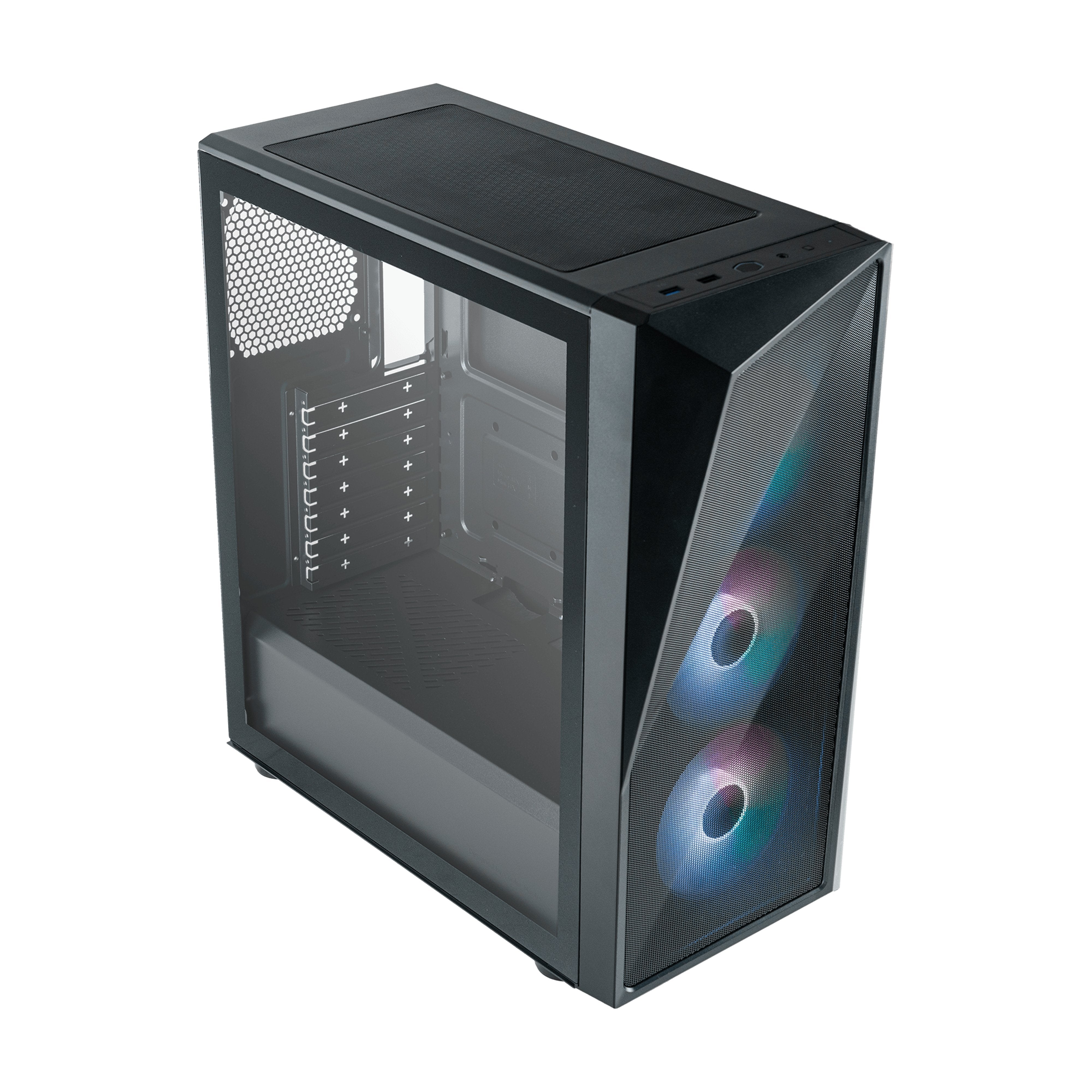Caja Pc Cooler Master Cmp 520 Midi Tower Negro (Cooler Master Cmp 520 Case, Black, Mid Tower, 1 X Usb 3.2 Gen 1 Type-A, 1 X Usb 2.0, Tempered Glass Side Window Panel, Asymmetrical Mesh Geode Front Panel, 3 X Addressable Rgb Fans Included)