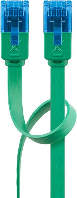 Latiguillo Cat 6a, U-Utp, 1.00 M, Verde, Plano Cu-Pvc