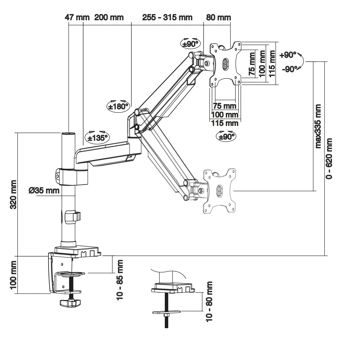 Soporte De Escritorio Inline Con Elevador Móvil Para Tv/Pantallas De Hasta 82 Cm 32" Máx. 9 Kg