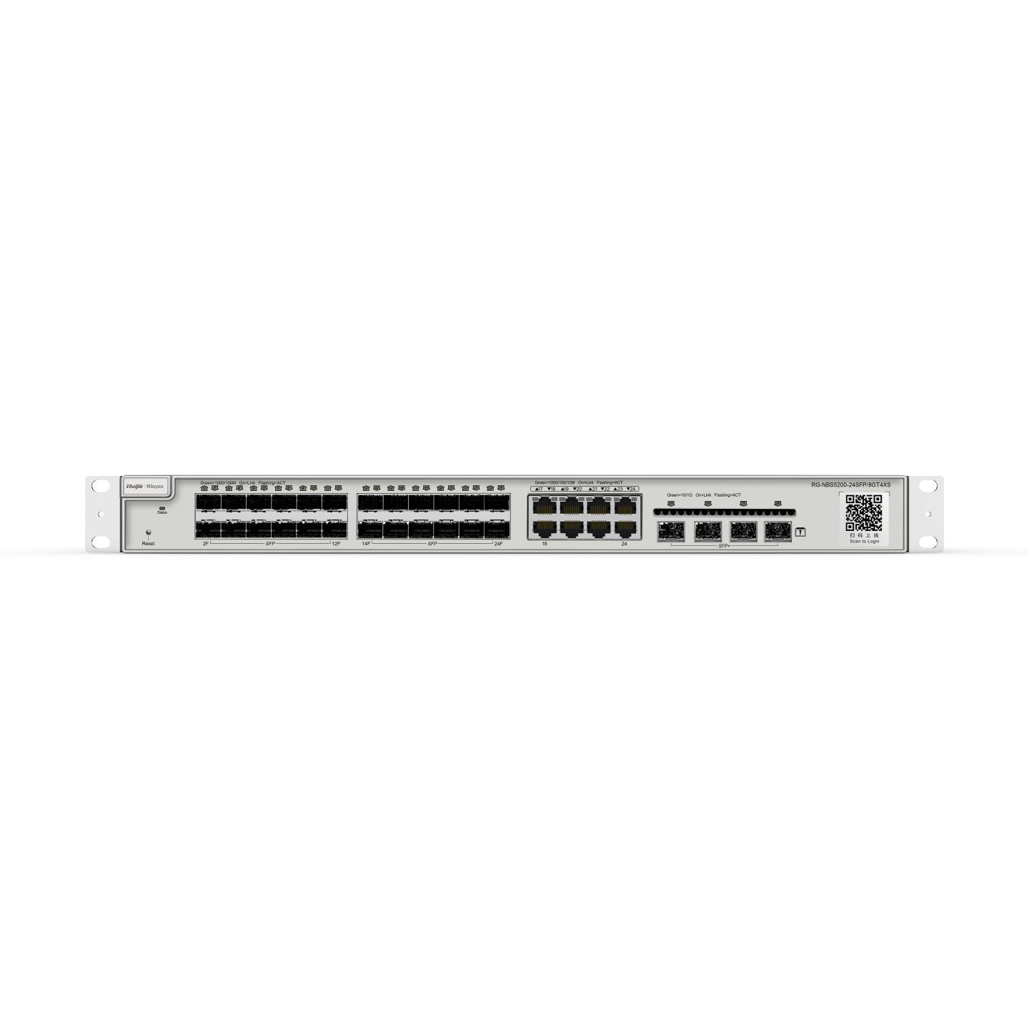 Reyee 24-Port Sfp L2+ Managed 10g Switch, 24 Sfp Slots, 8 Gigabit Rj45 Combo Ports,4 *10g Sfp+ Slot