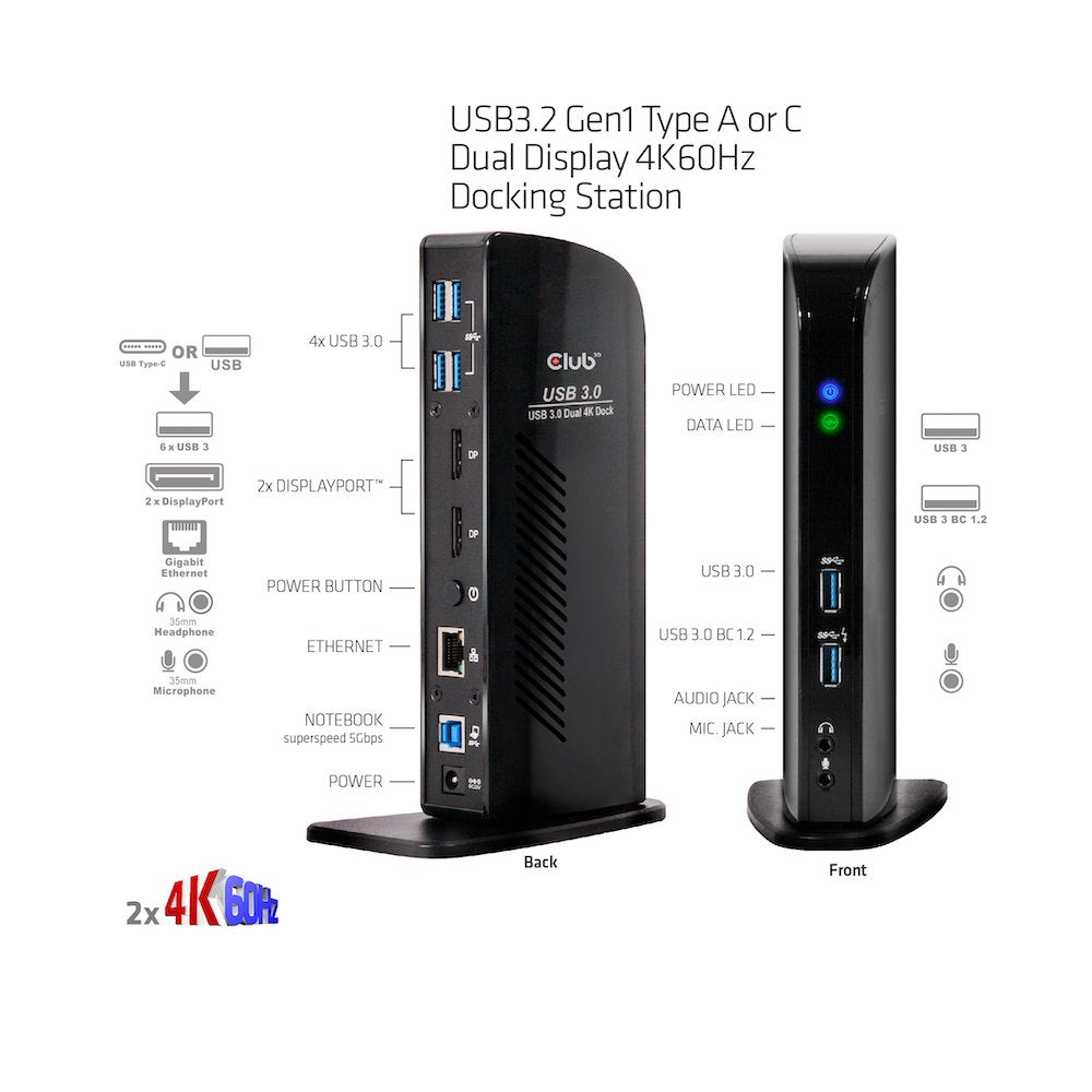 EAN 8719214470777 - CLUB3D CSV-1460 base para portátil y replicador de puertos Acoplamiento USB 3.2 Gen 1 (3.1 Gen 1) Type-B imagen 4