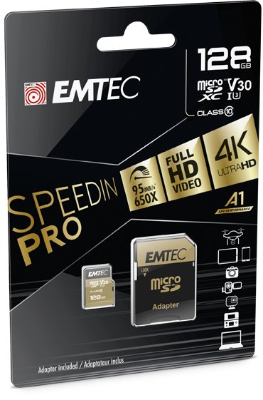 Emtec Microsd Card 128gb Sdxc Cl.10 V30 Pro + Adapter