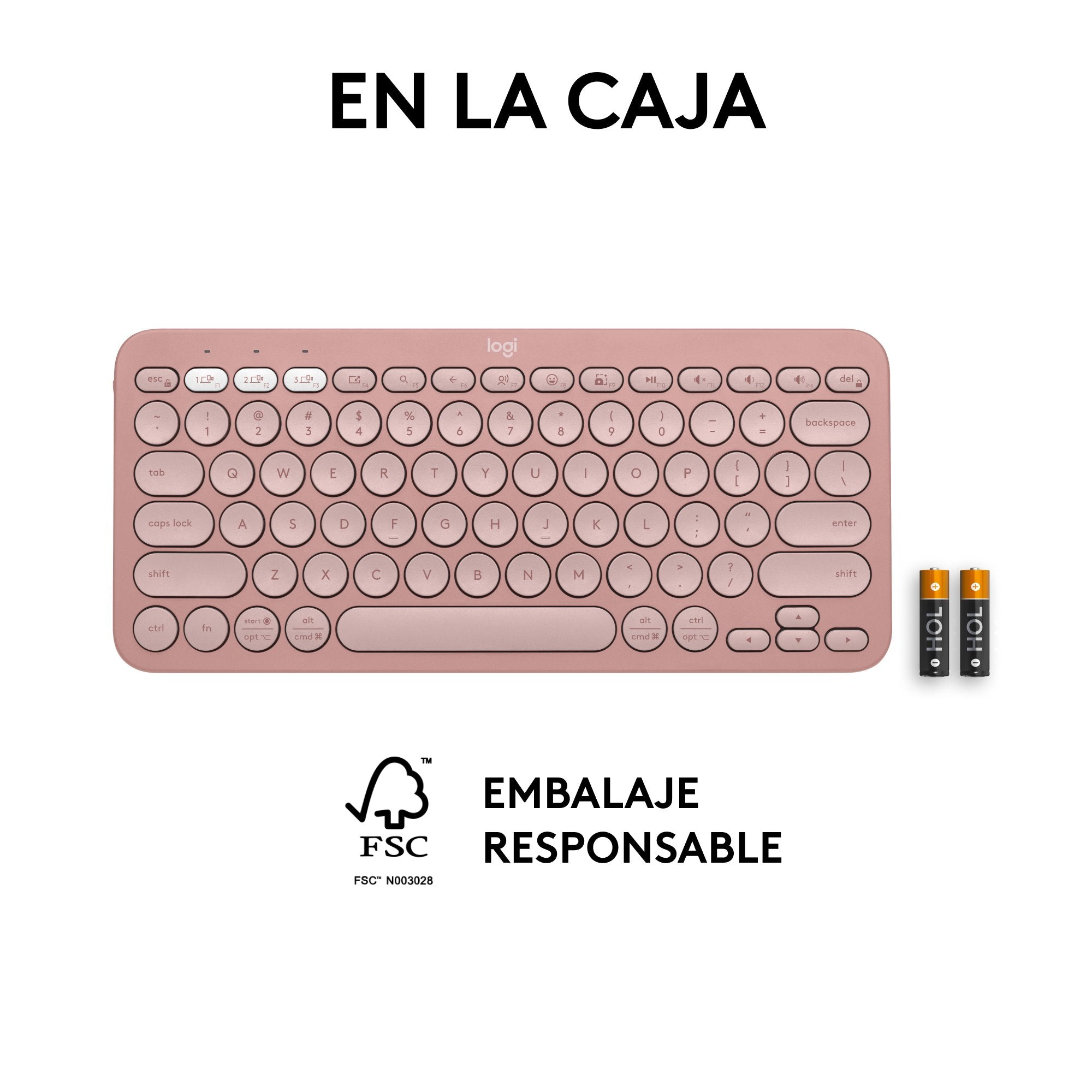 Teclado Español Logitech Pebble Keys 2 K380s Rf Wireless + Bluetooth Qwerty Rosa