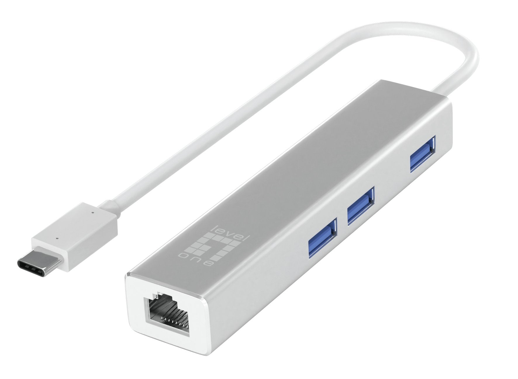 Adaptador Usb-C A Gigabit Ethernet Rj45 Level One Con Hub Usb 3.0 3 Puertos