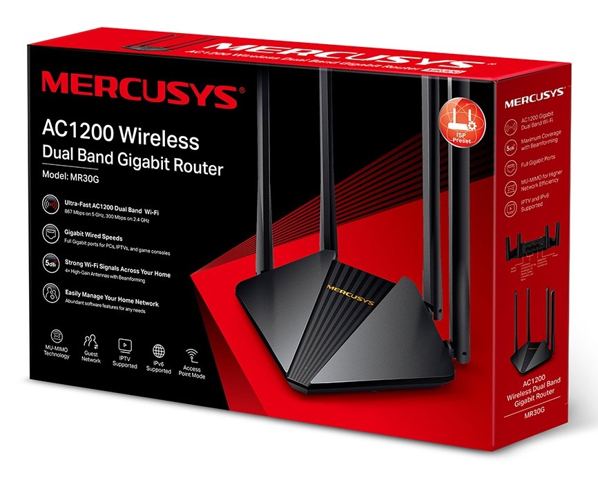 EAN 6957939000615 - Mercusys MR30G router inalámbrico Gigabit Ethernet Doble banda (2,4 GHz / 5 GHz) Negro imagen 4