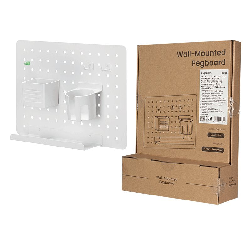 Pegboard, Wall-Mounted, Office, 420x320mm, Blanco