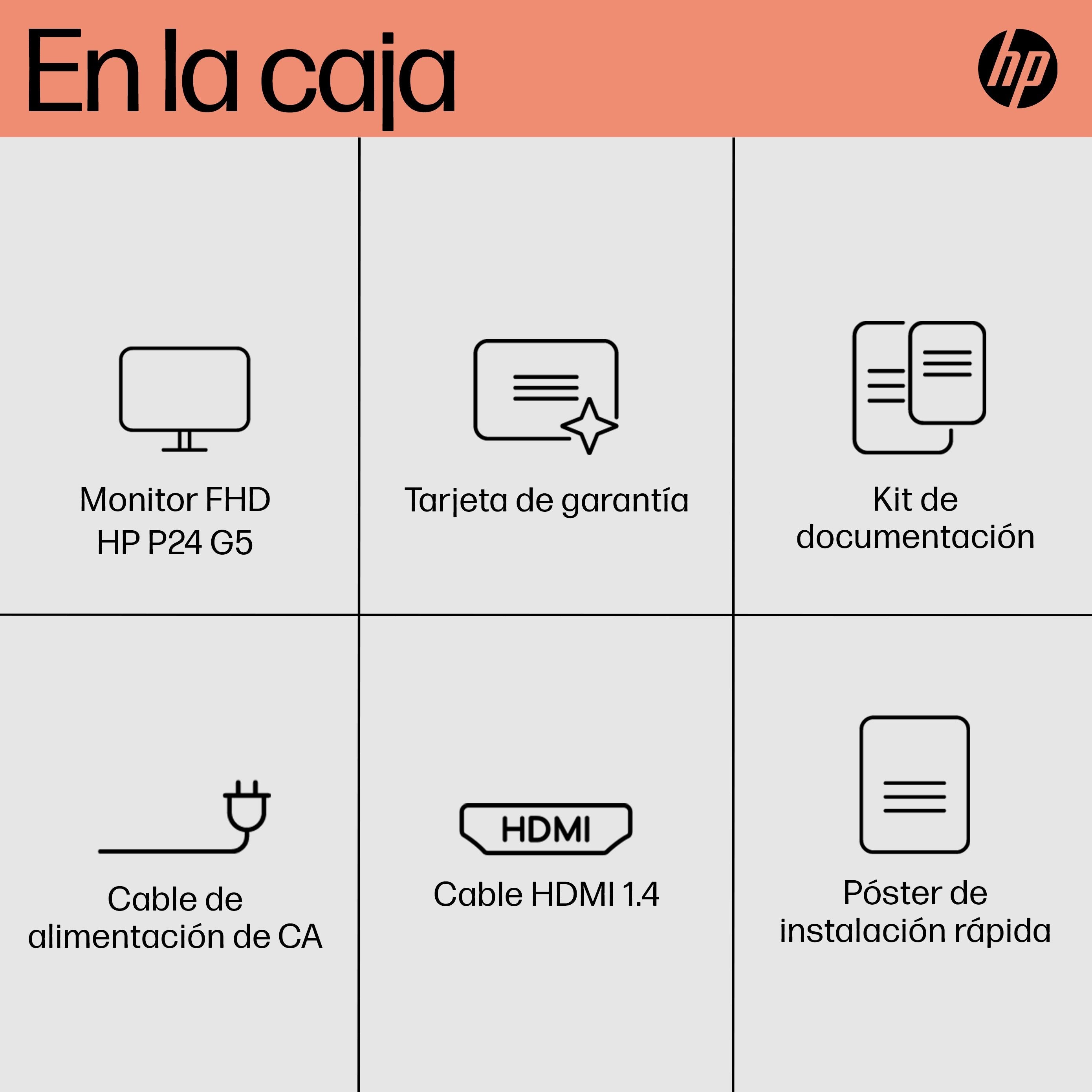 Monitor Hp P24 G5 60,5 Cm (23.8") 1920 X 1080 Pixeles Full Hd Lcd Negro