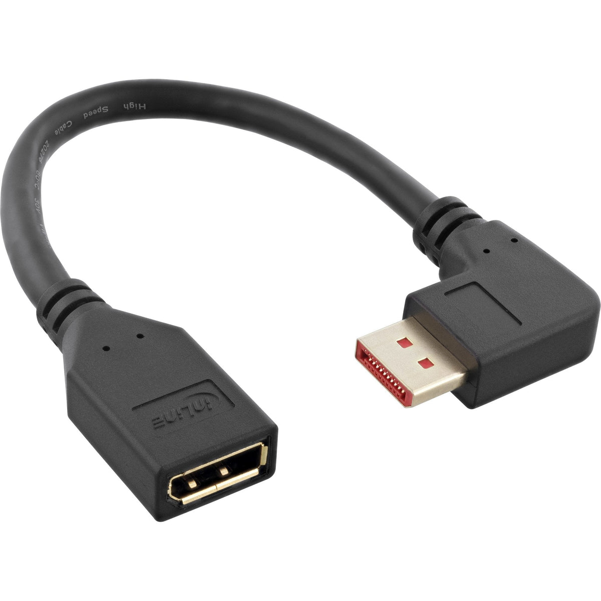 Adaptador Inline Displayport 1.4 M/H, 8k4k, En Ángulo A La Derecha, Negro/Dorado, 0,15 M