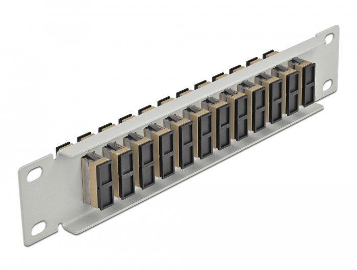 Delock 66793 Panel De Conexión De Fibra Óptica De 10" De 12 Puertos Sc Duplex Beis 1u Gris