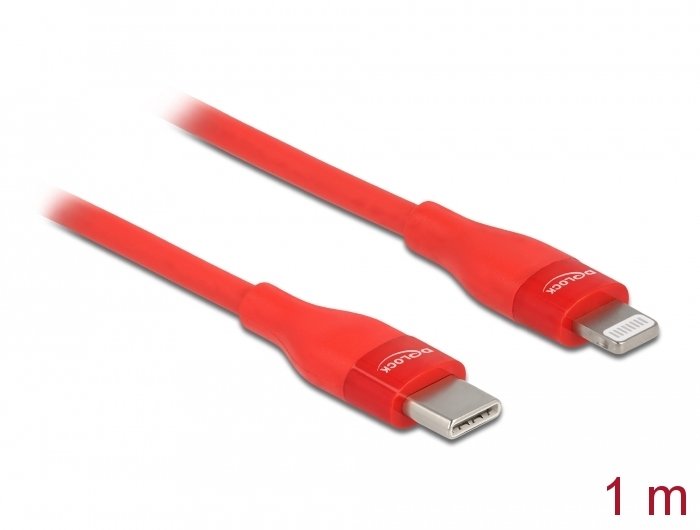 Delock Daten- Und Ladecable Usb Type-C Zu Lightning Für Iphone, Ipad Und Ipod Rot 1 M Mfi