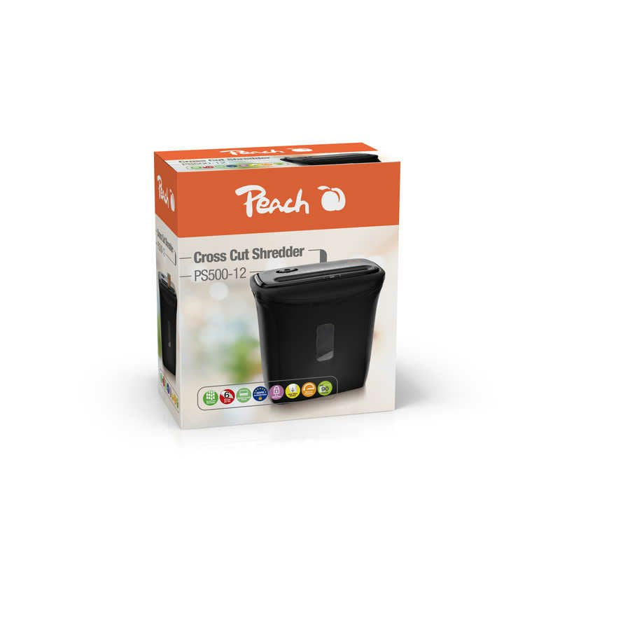 Peach Ps500-12 Triturador De Papel Corte Cruzado 68 Db 22 Cm Negro