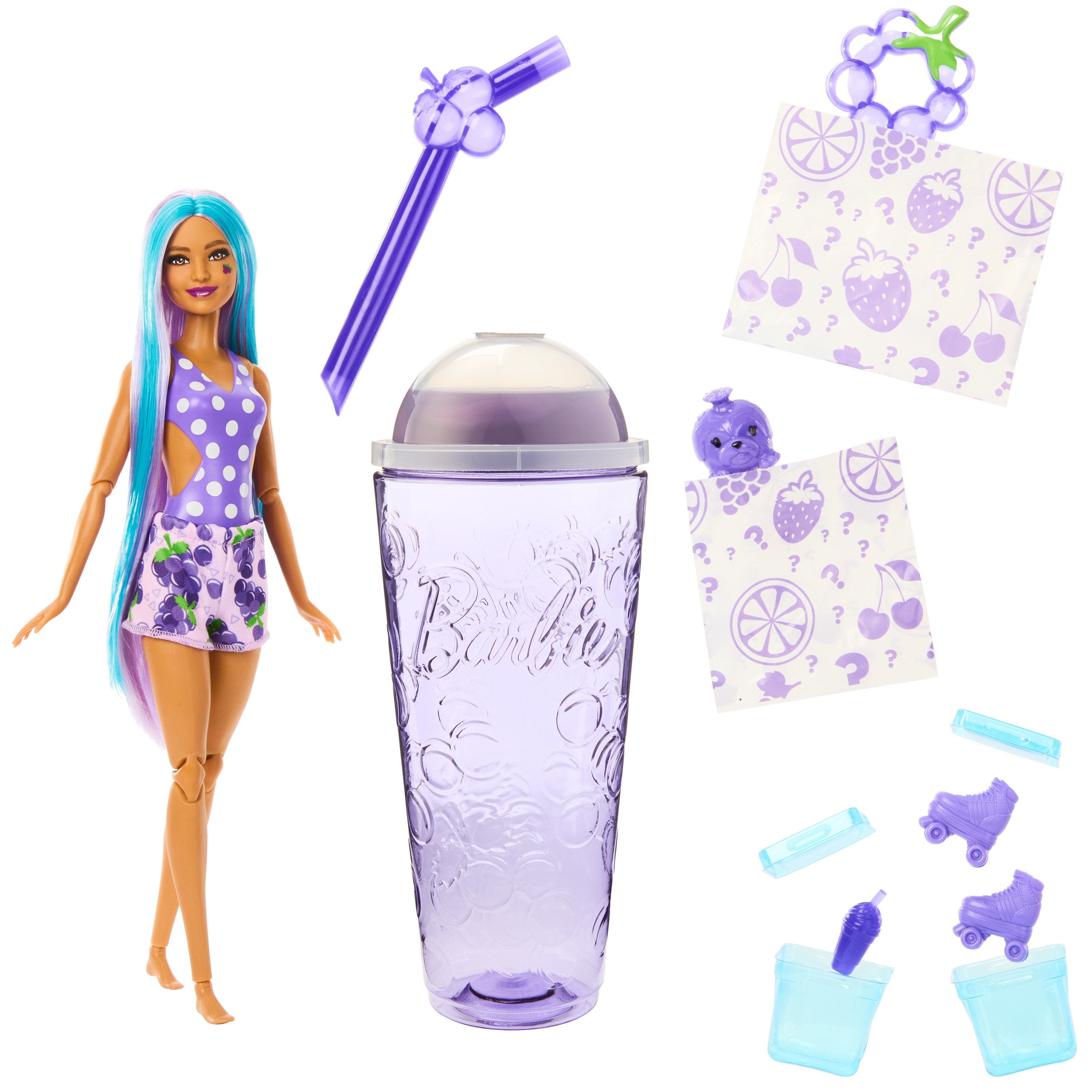 Muñeca Barbie Pop! Reveal Serie Frutas Uvas Incluye Ropa, Mascotas Y Accesorios Sorpresa (Mattel Hnw44)