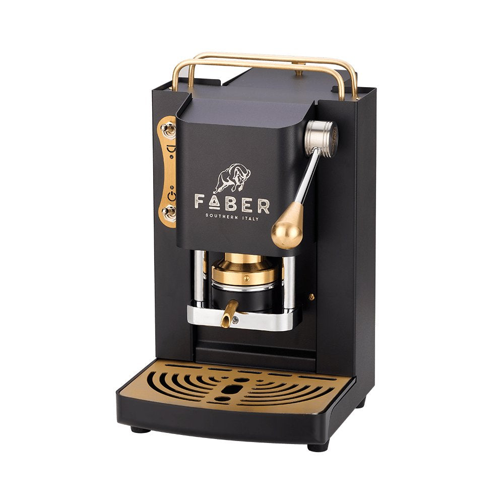 Faber Pro Mini Deluxe Ese Pad Espressomaschine Matt Negro Messing