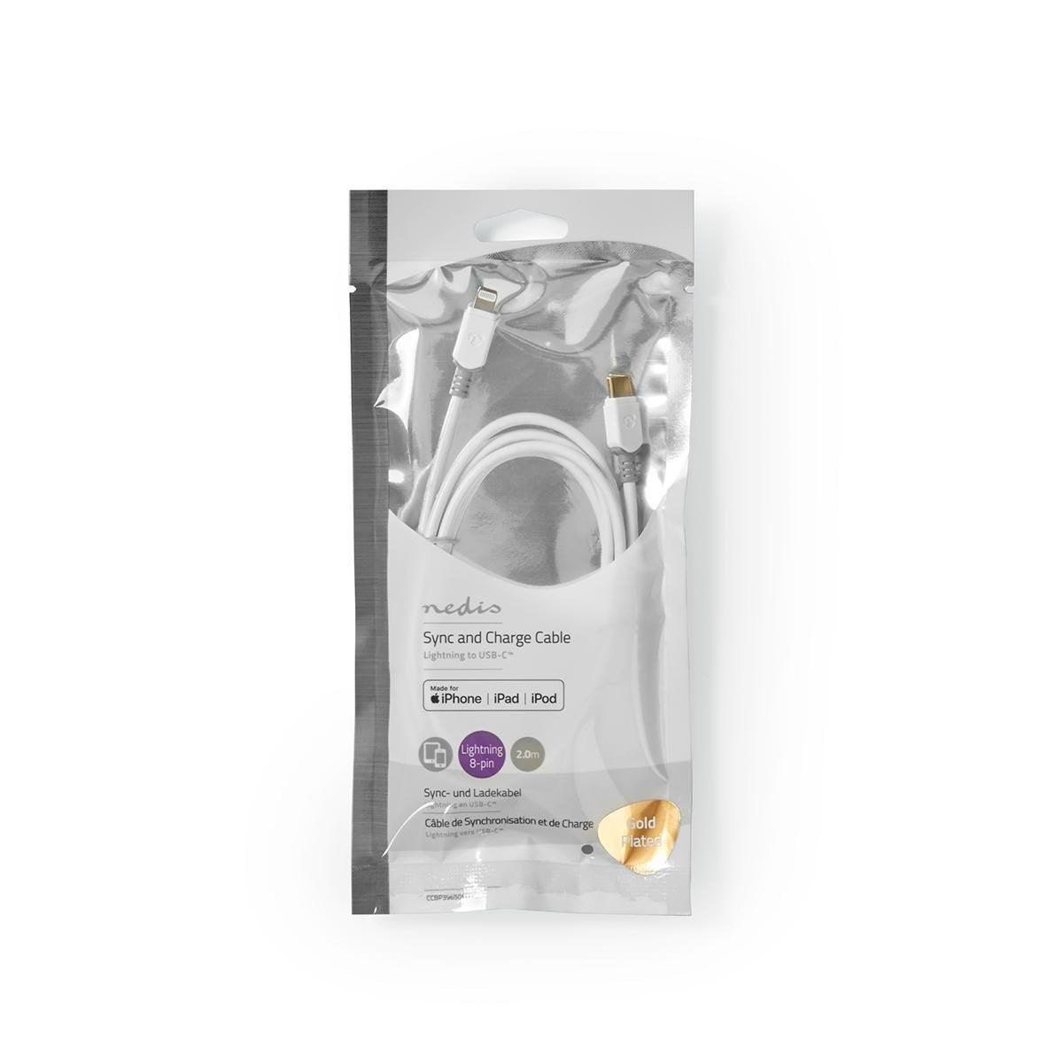 Nedis Cable Usb Apple Lightning Lightning De Apple 8-Pin Usb Type-C Macho Oro 2.00 M