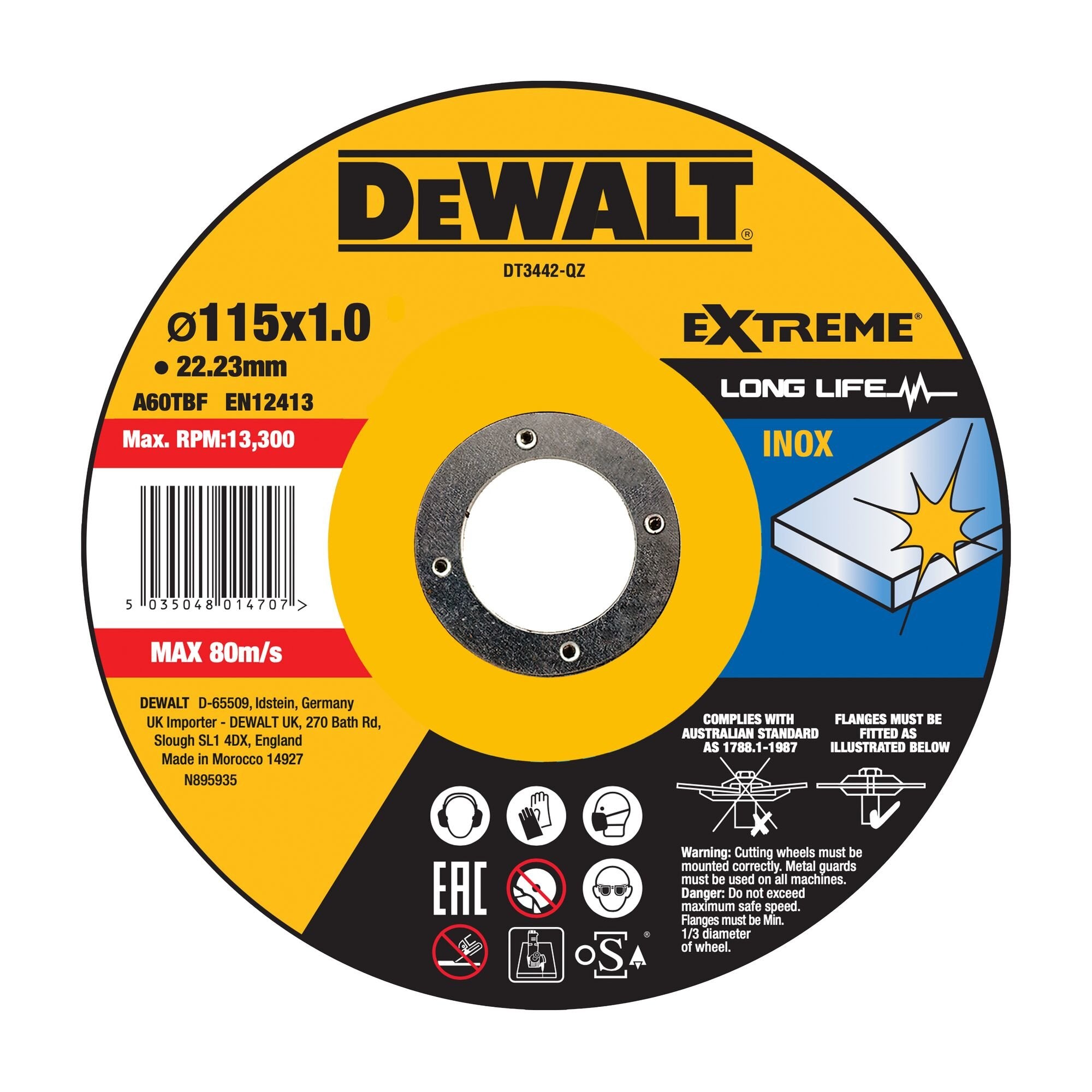 EAN 5035048014714 - DeWALT DT3442-QZ accesorio para amoladora angular Corte del disco imagen 1