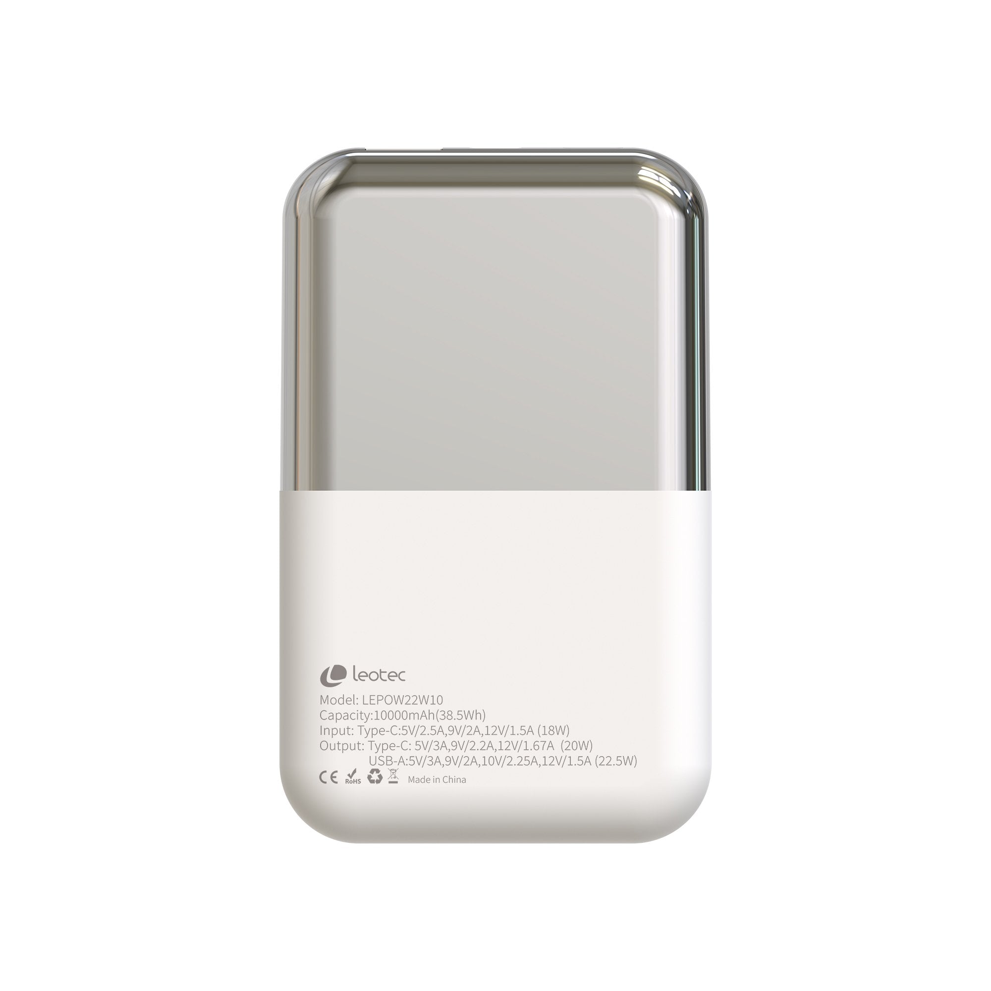 Powerbank 10000mah Leotec Lepow22w10ws 22.5w Blanco Y Plata Incluye Cable Usb Tipo-C
