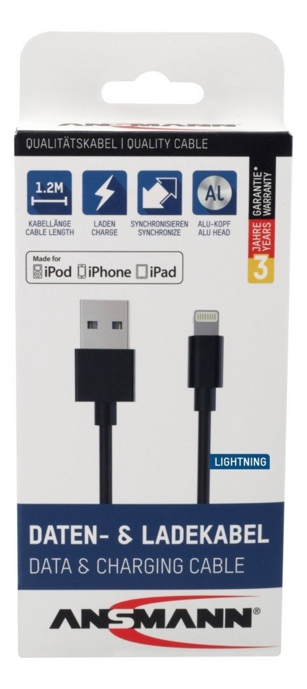 EAN 4013674131211 - Ansmann 1700-0078 cable de conector Lightning 1,2 m Negro imagen 8